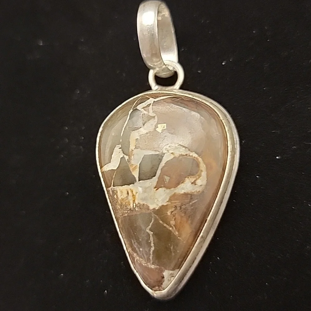 Lightning Stone Septerian 925 Silver Plated Gemstone Handmade Pendant 2